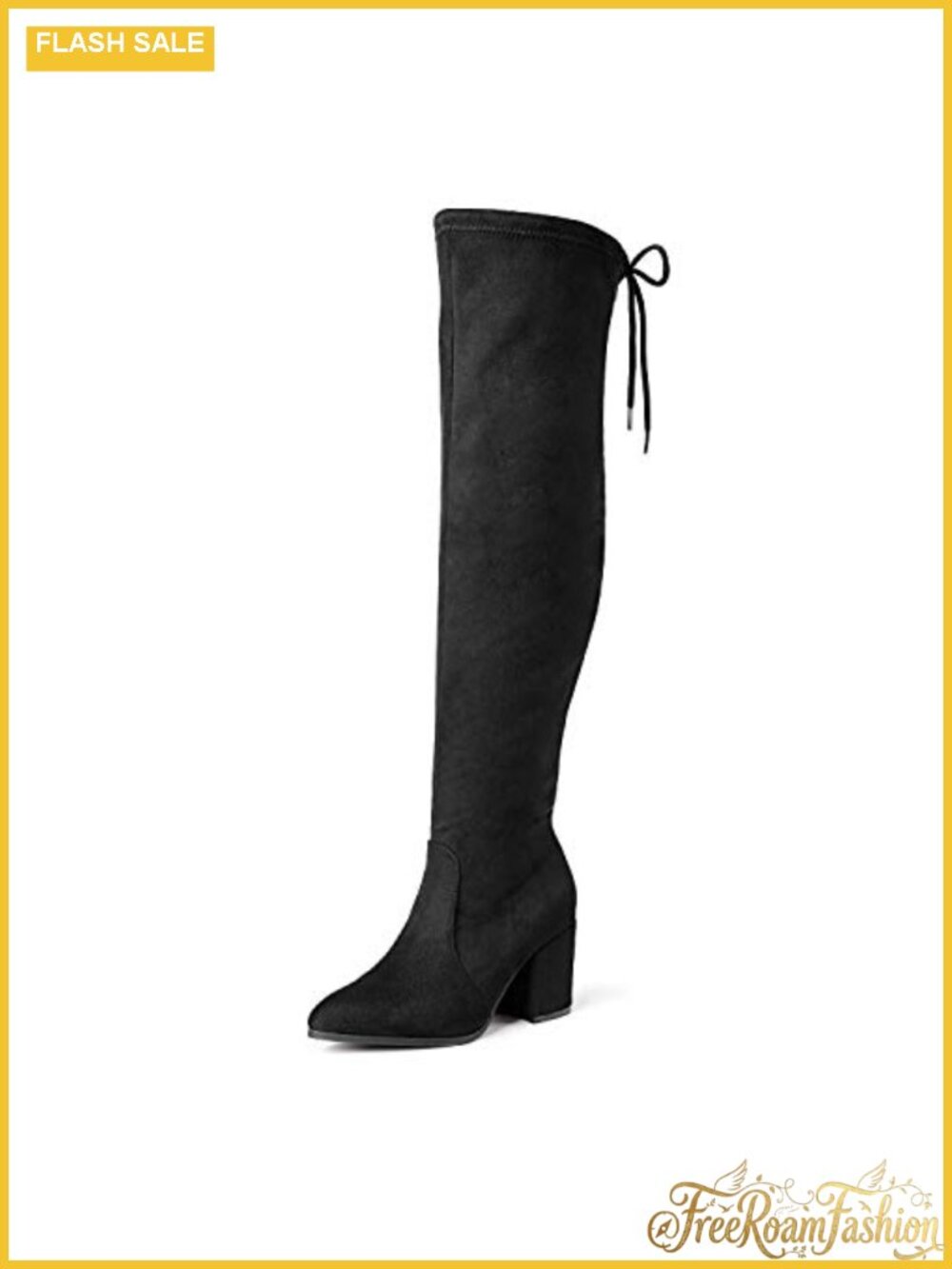 Women's Thigh High Over the Knee Stretch Block Heel Pointed Toe Long Boots